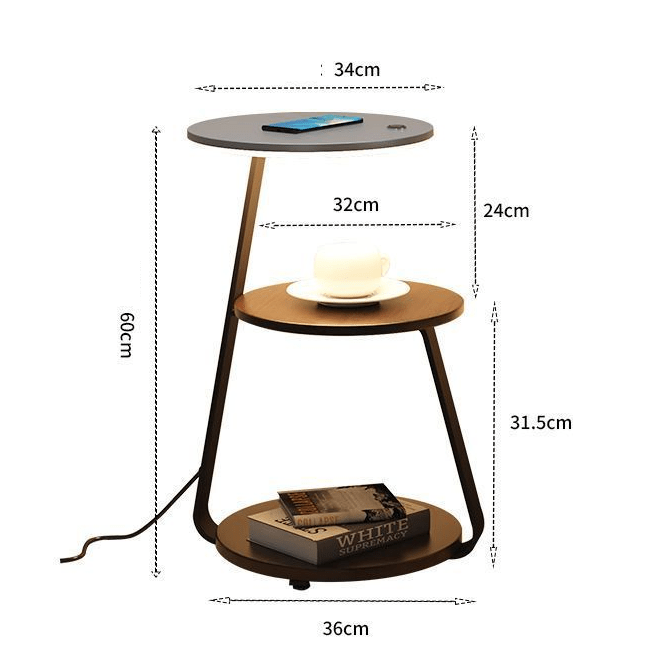 Luxurious double-layered side table with storage; elegant design with durable steel, available in wood or stone finishes.