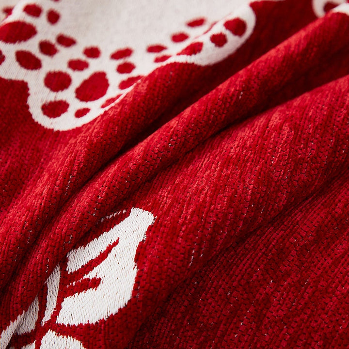 "Luxurious Rosy Sofa Throw Cover; stretchable, durable fabric; protects sofa; elegant design; seamless fit."