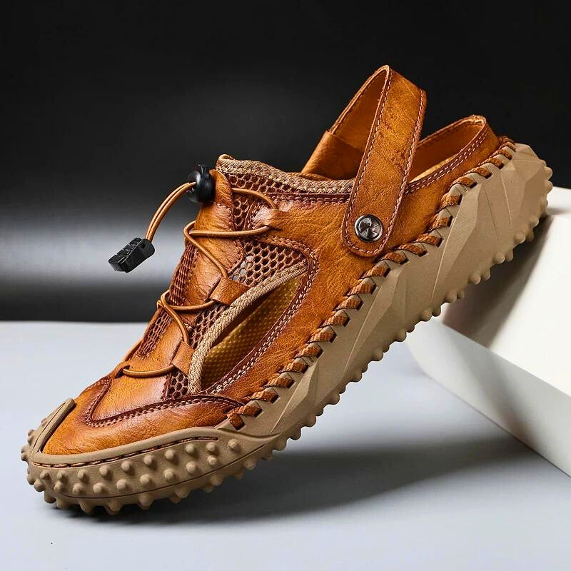 "Men's adjustable sporty sandals with cushioned sole, rugged design, and versatile colors for outdoor adventures."