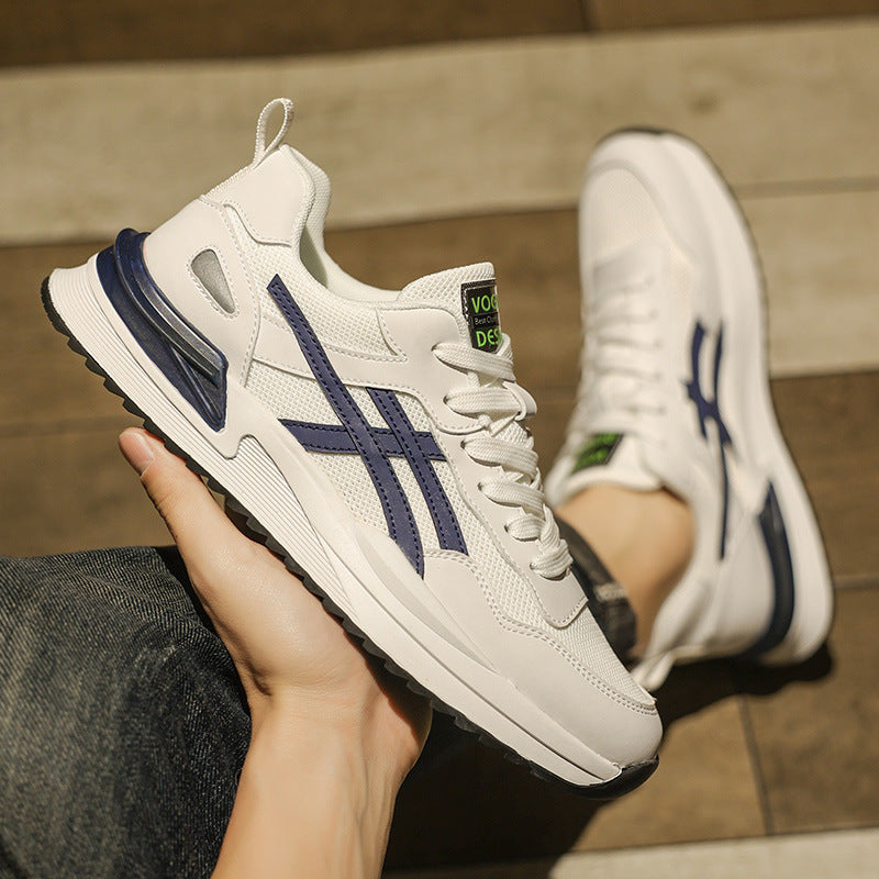 "Men's breathable mesh running shoes with rubber sole, featuring a mesh upper for ventilation and a durable rubber outsole."