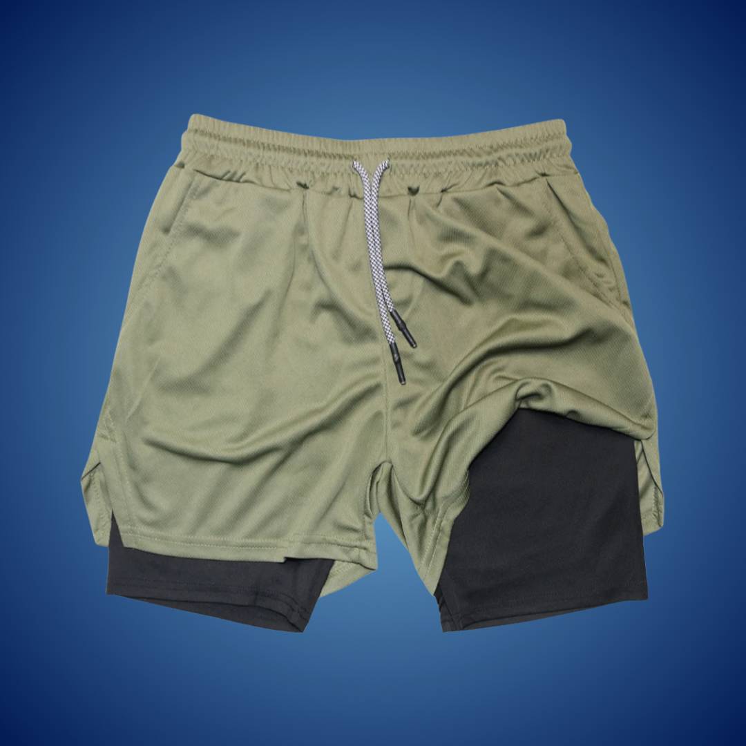 "Men's breathable sports running shorts, black, moisture-wicking fabric, ideal for gym or trail, with spacious pockets."