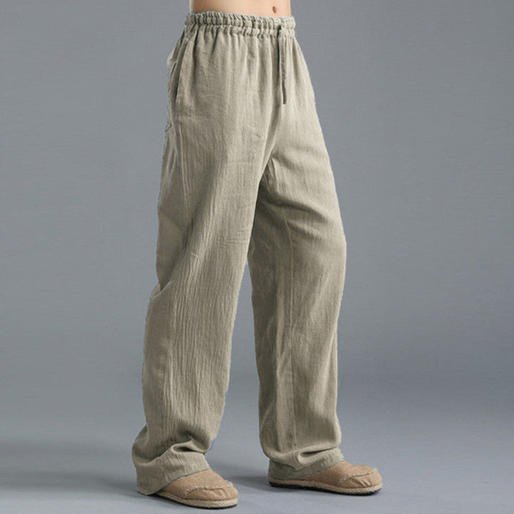 Men's casual comfort fit linen trousers, relaxed style in multiple colors, breathable fabric perfect for warm weather.