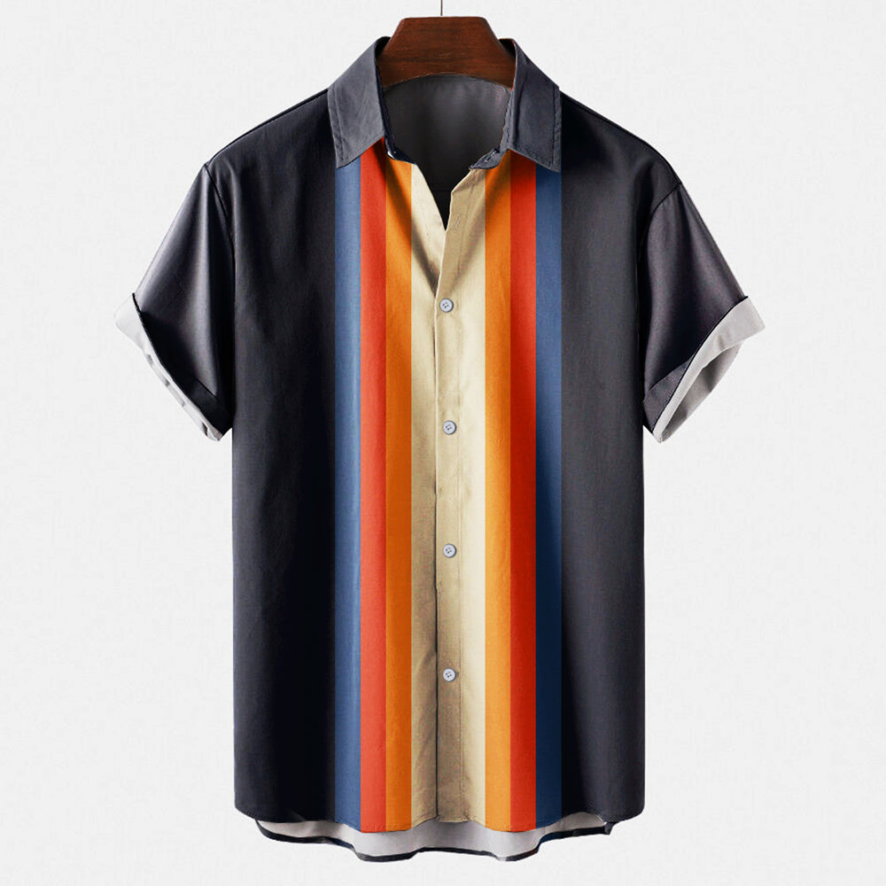 "Men's classic retro style shirt in solid color, featuring vintage charm with versatile fit, ideal for casual and smart-casua