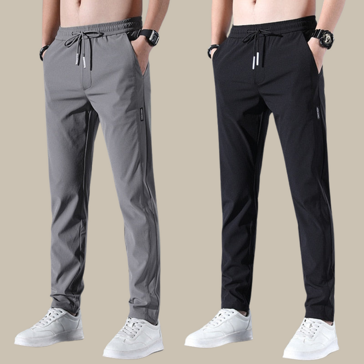 Men's cotton chino pants with a sleek, modern fit in versatile shades, perfect for formal or casual occasions.