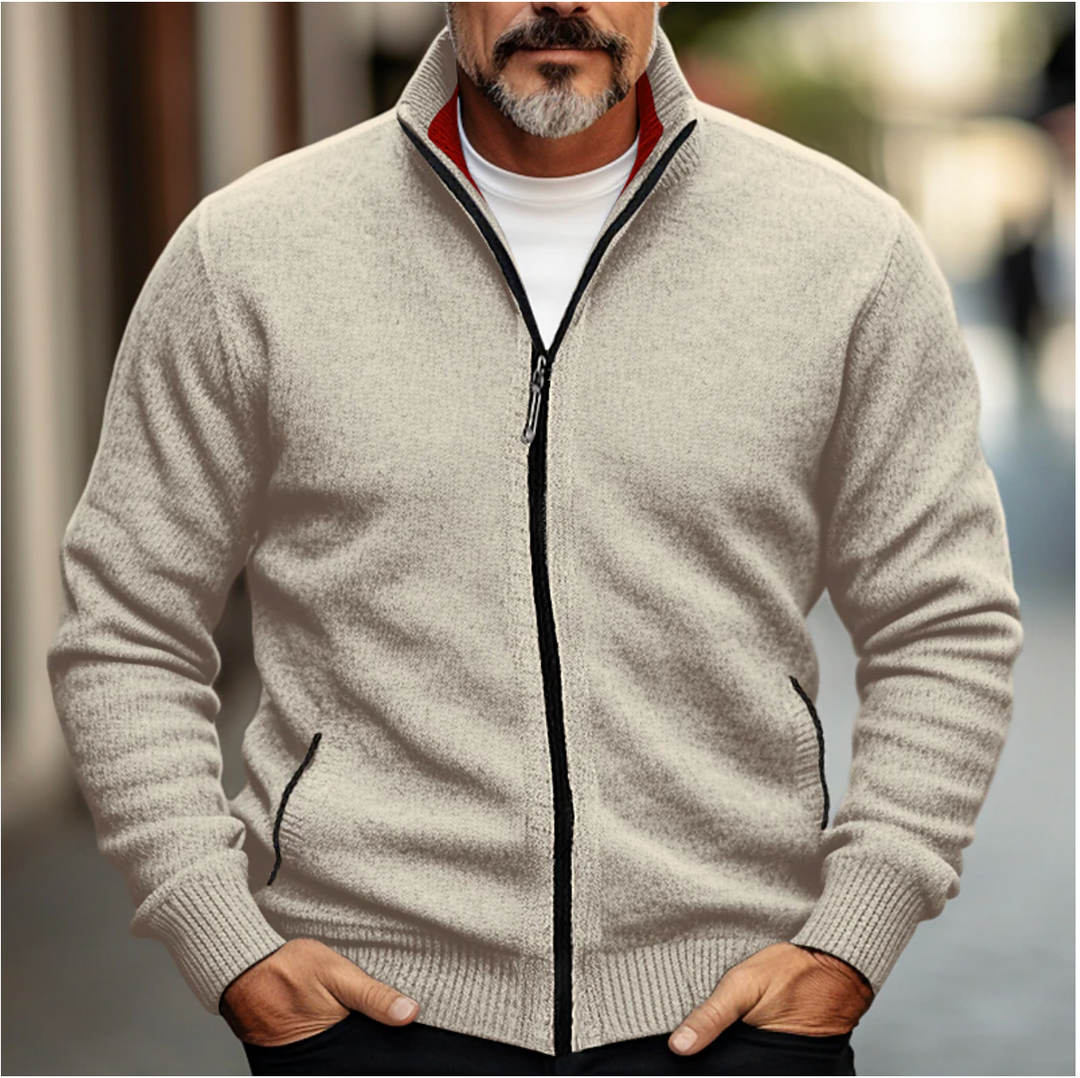 "Men's elegant cardigan sweater in classic style, soft material, available in multiple colors, perfect for autumn-winter."
