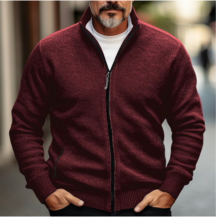 "Men's elegant cardigan sweater in classic style, soft material, available in multiple colors, perfect for autumn-winter."