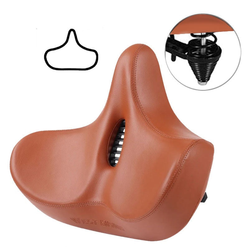 Men's extra wide breathable ergonomic bike saddle, black, padded, enhancing comfort and durability, sporting elegance.