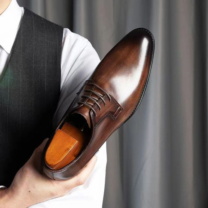 "Men's genuine leather dress shoes, Elithro Series, with premium craftsmanship and elegant, sophisticated design."