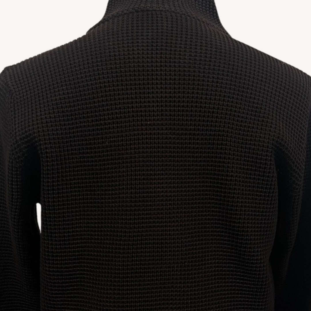 Men's Knitted Wool Cardigan in Navy, button-up design, premium wool, elegant fit, ideal for casual and formal occasions.