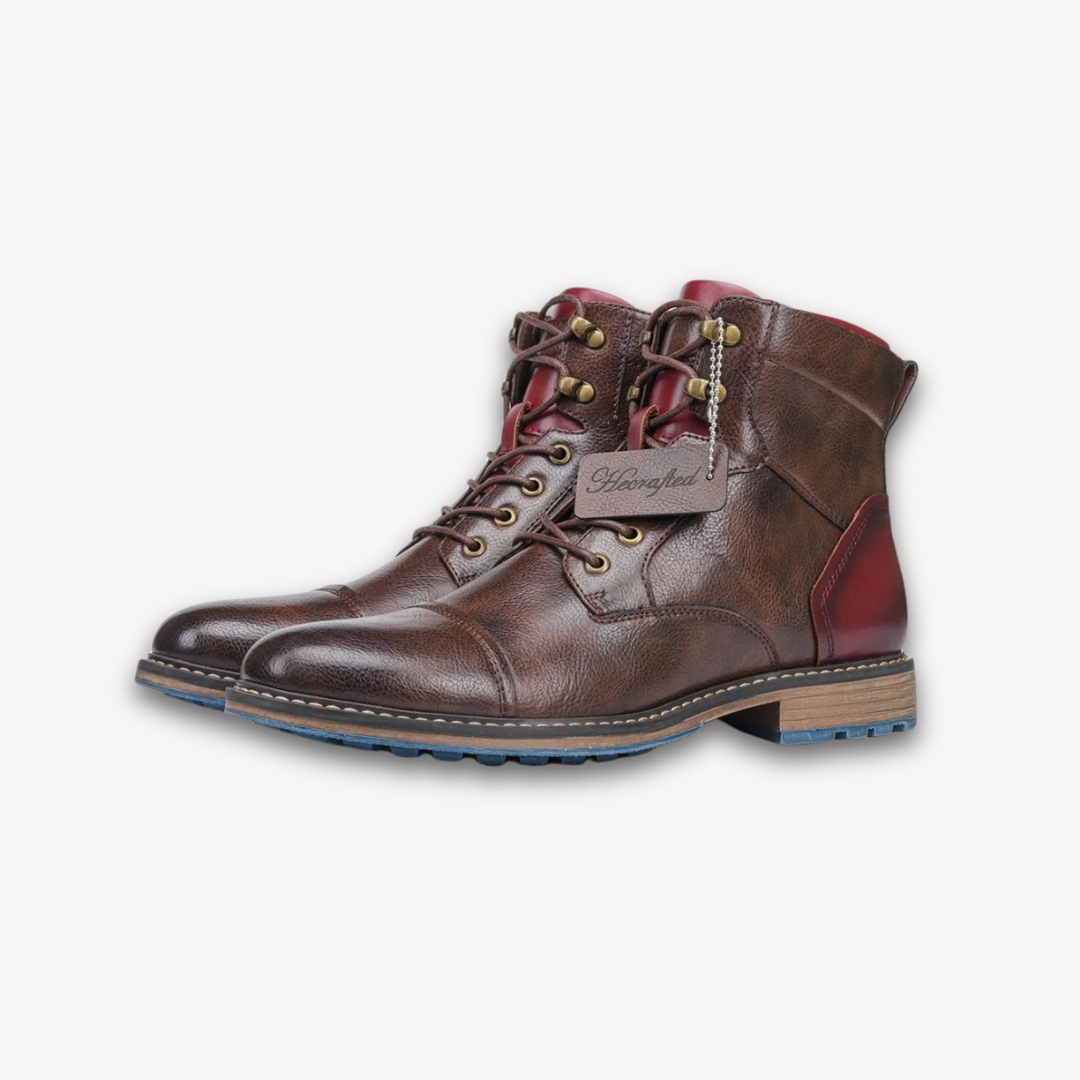 Men's leather ankle boots, stylish and durable, with cushioned insoles and slip-resistant soles in classic black and brown.