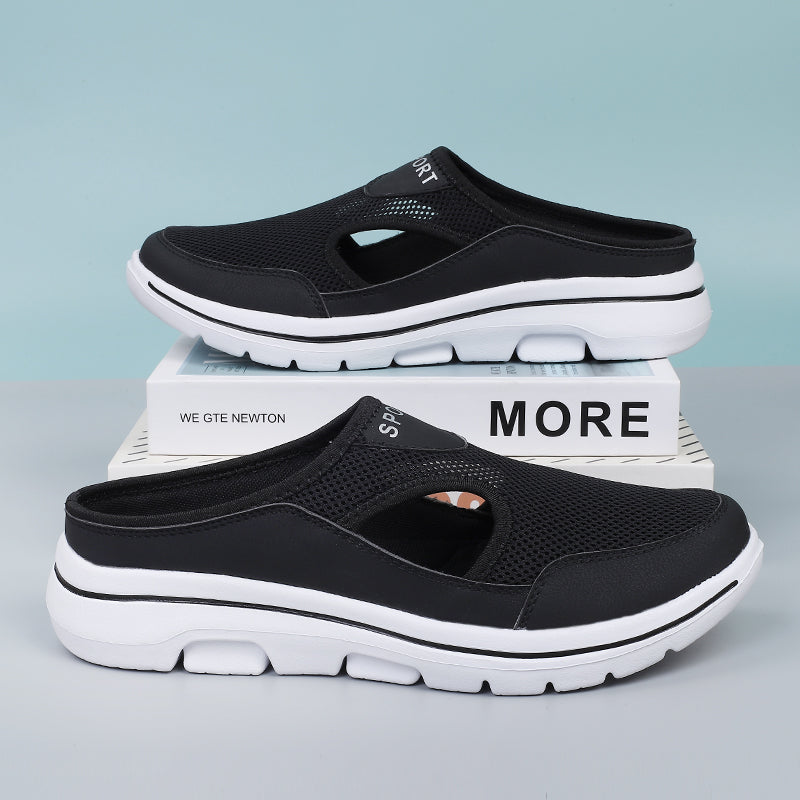 "Men's orthopedic slip-on slippers with ergonomic sole, sleek design, cushioned padding, for ultimate comfort and support."
