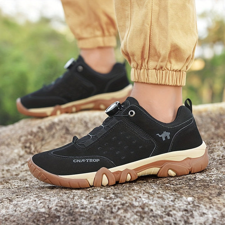 "Men's orthopedic walking shoes, cushioned sole, supportive design, stability, non-slip outsole, health & wellness product"