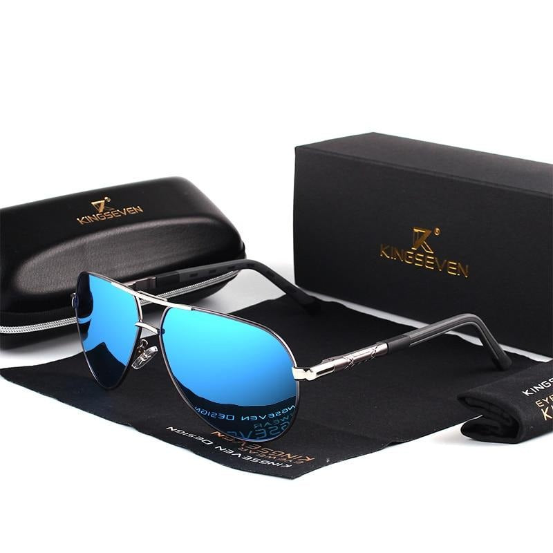 Men's polarized sunglasses with aluminum frame, vintage style, UV400 protection, ideal for stylish, glare-free vision.