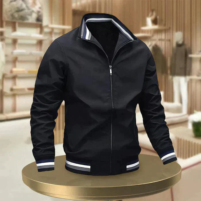 Men's polyester casual bomber jacket, iconic bomber design, all-season wear, perfect for urban style and outdoor versatility.