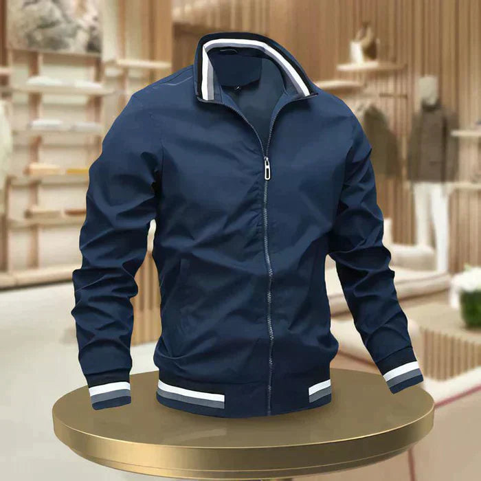 Men's polyester casual bomber jacket, iconic bomber design, all-season wear, perfect for urban style and outdoor versatility.