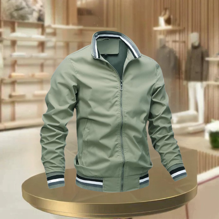 Men's polyester casual bomber jacket, iconic bomber design, all-season wear, perfect for urban style and outdoor versatility.