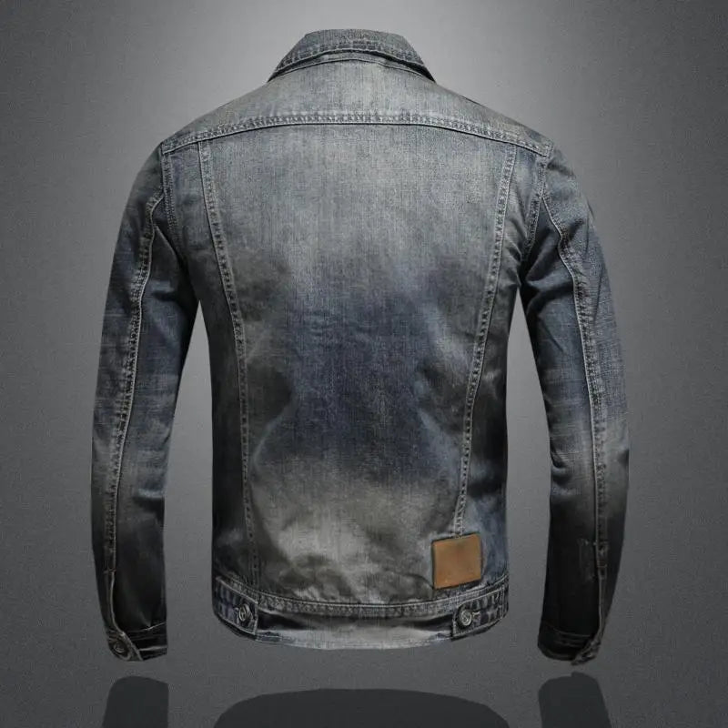 Men's Retro Denim Jacket with Vintage Style, high-quality denim, timeless look, versatile fit for casual or style statement.