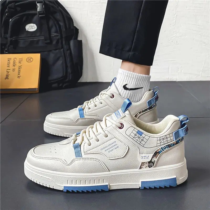 "Men's stylish Andrey sneakers, breathable, ergonomic fit, wear-resistant, versatile, white casual shoes side view"