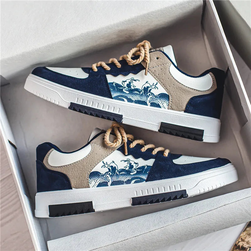 "Men's stylish Andrey sneakers, breathable, ergonomic fit, wear-resistant, versatile, white casual shoes side view"