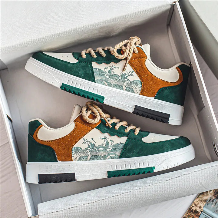 "Men's stylish Andrey sneakers, breathable, ergonomic fit, wear-resistant, versatile, white casual shoes side view"