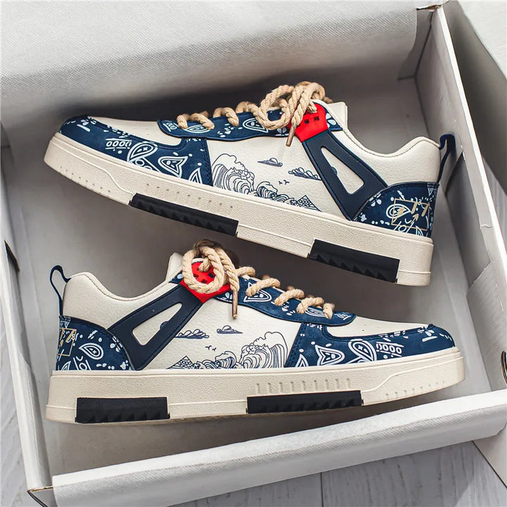 "Men's stylish Andrey sneakers, breathable, ergonomic fit, wear-resistant, versatile, white casual shoes side view"