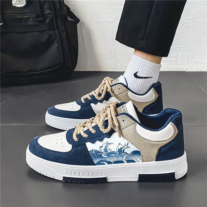 "Men's stylish Andrey sneakers, breathable, ergonomic fit, wear-resistant, versatile, white casual shoes side view"