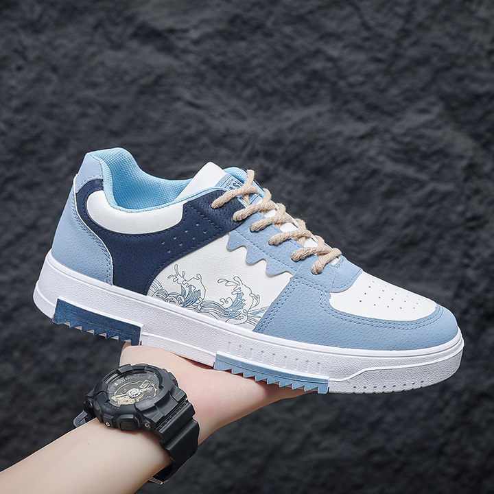 "Men's stylish Andrey sneakers, breathable, ergonomic fit, wear-resistant, versatile, white casual shoes side view"