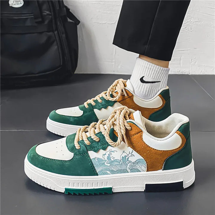 "Men's stylish Andrey sneakers, breathable, ergonomic fit, wear-resistant, versatile, white casual shoes side view"