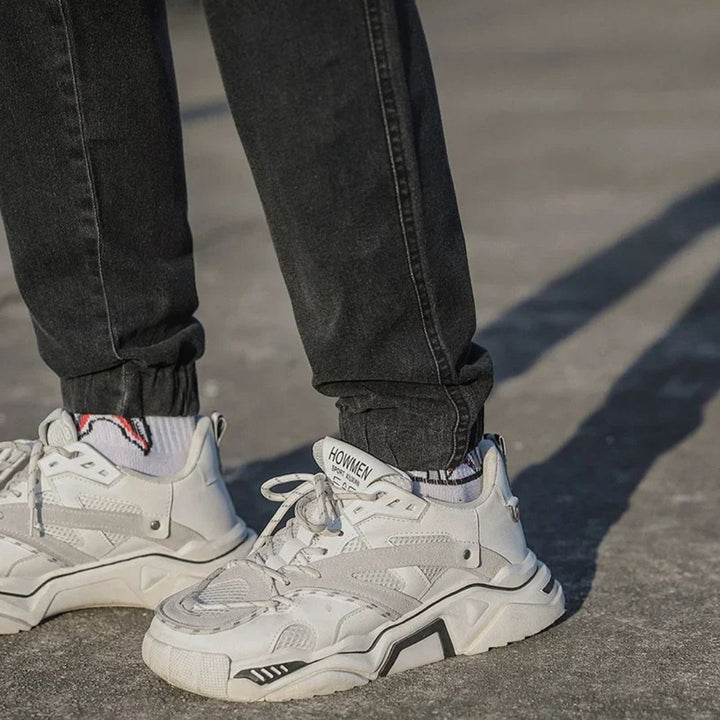 Men's Utility Denim Joggers with Pockets, soft denim, elastic waistband, multiple pockets, versatile casual streetwear pants.
