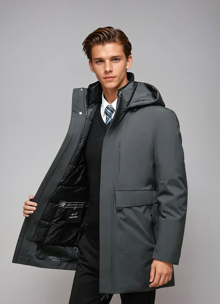 Men's Weatherproof Spring Parka - elegant, durable design; hooded, zipped pockets, versatile colors, suitable for cold weathe