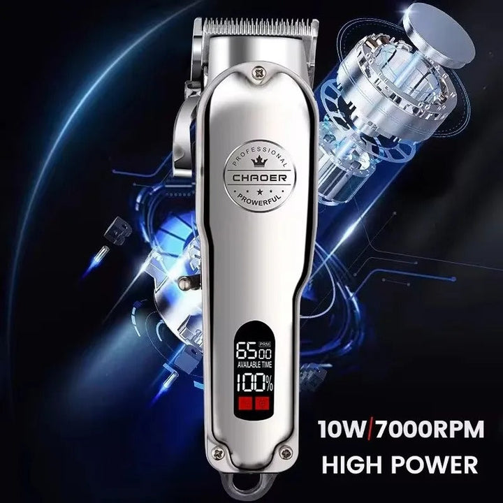 "Metal dog hair clipper with all-metal body, rechargeable, precision pet trimmer for quiet, seamless grooming."