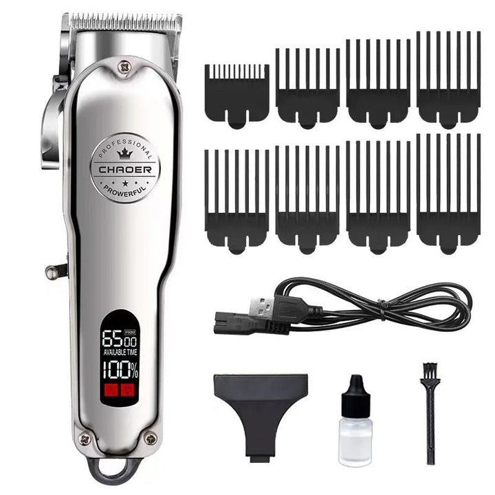 "Metal dog hair clipper with all-metal body, rechargeable, precision pet trimmer for quiet, seamless grooming."