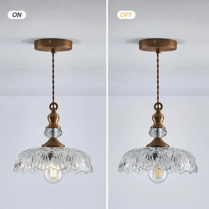 "Mid-century glass pendant light with sleek design, ideal for kitchen island, featuring iron and acrylic materials."