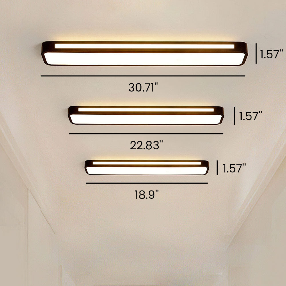 "Minimalist Nordic long LED ceiling light with sleek black finish and modern design for elegant interior lighting"