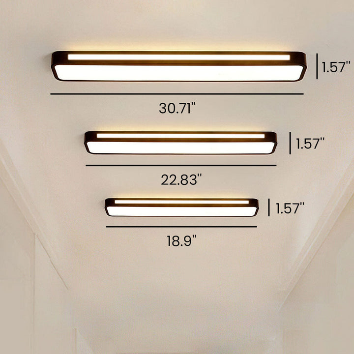 "Minimalist Nordic long LED ceiling light with sleek black finish and modern design for elegant interior lighting"