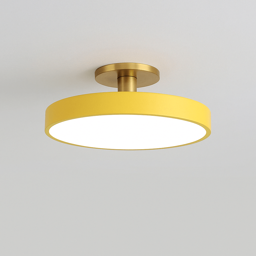 "Minimalist Nordic Macaron LED Ceiling Light in vibrant colors, round design, perfect for modern interior decor."