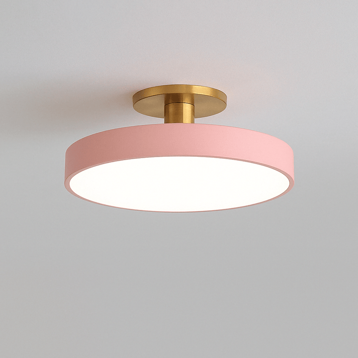 "Minimalist Nordic Macaron LED Ceiling Light in vibrant colors, round design, perfect for modern interior decor."