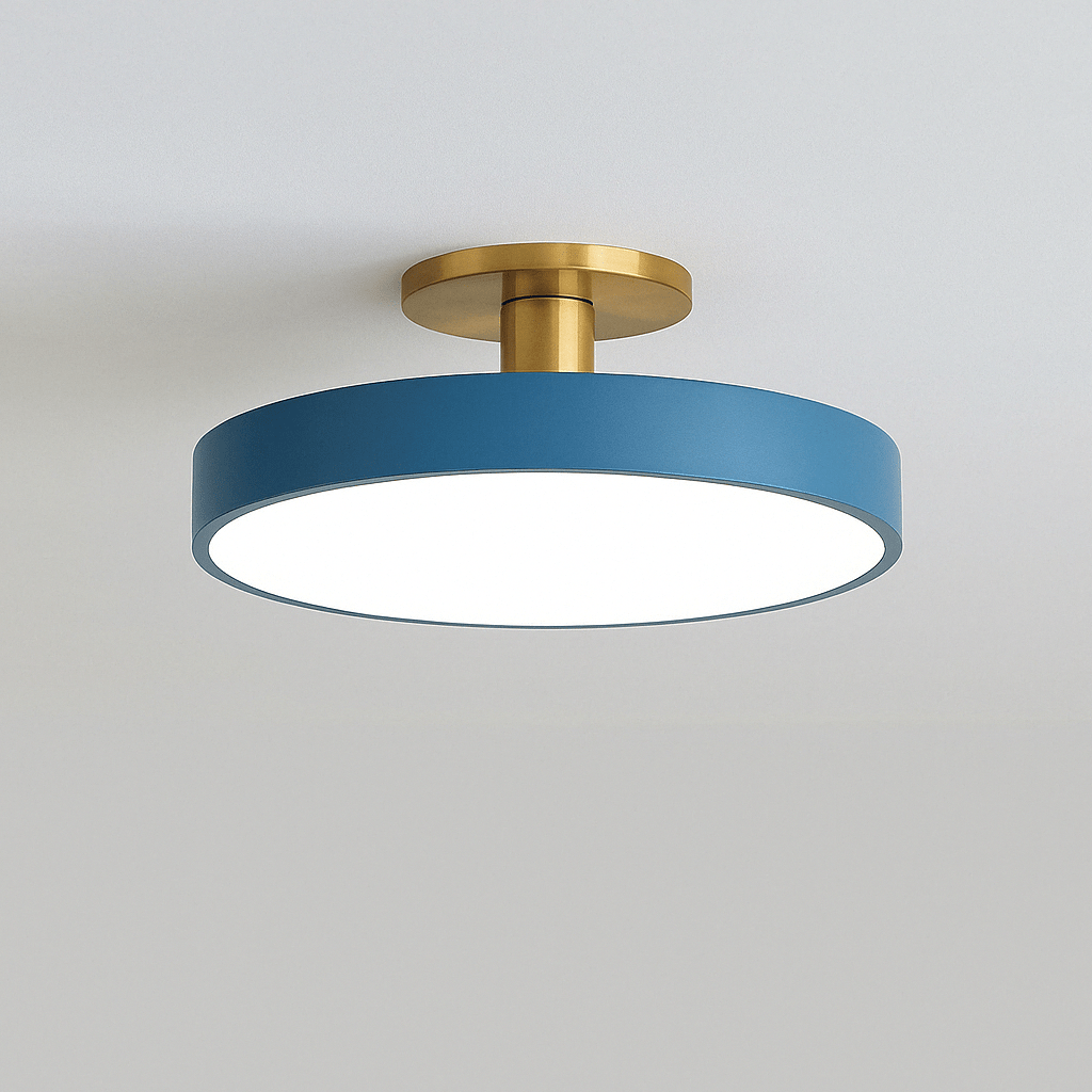 "Minimalist Nordic Macaron LED Ceiling Light in vibrant colors, round design, perfect for modern interior decor."