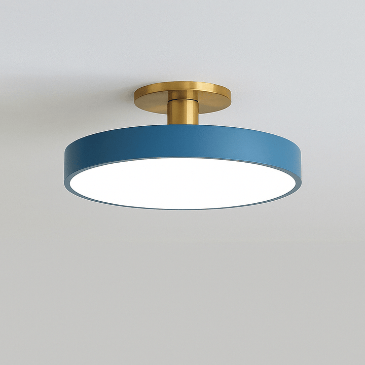 "Minimalist Nordic Macaron LED Ceiling Light in vibrant colors, round design, perfect for modern interior decor."
