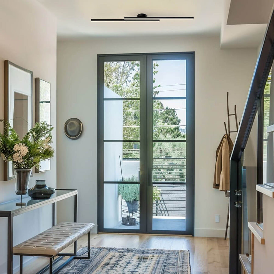 "Modern aluminium semi flush mount LED ceiling light with sleek design, energy-efficient illumination, and multiple finishes.