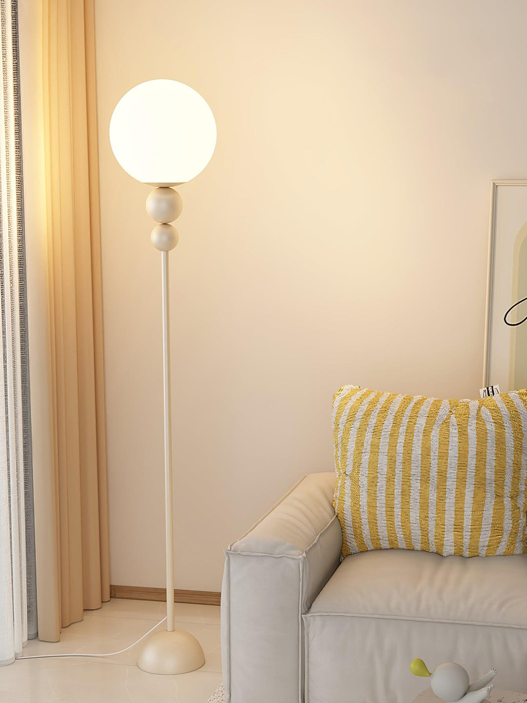 Modern Clavel metal floor lamp with glass accent, 59-inch height, sleek modern design, adds elegance to any room decor.