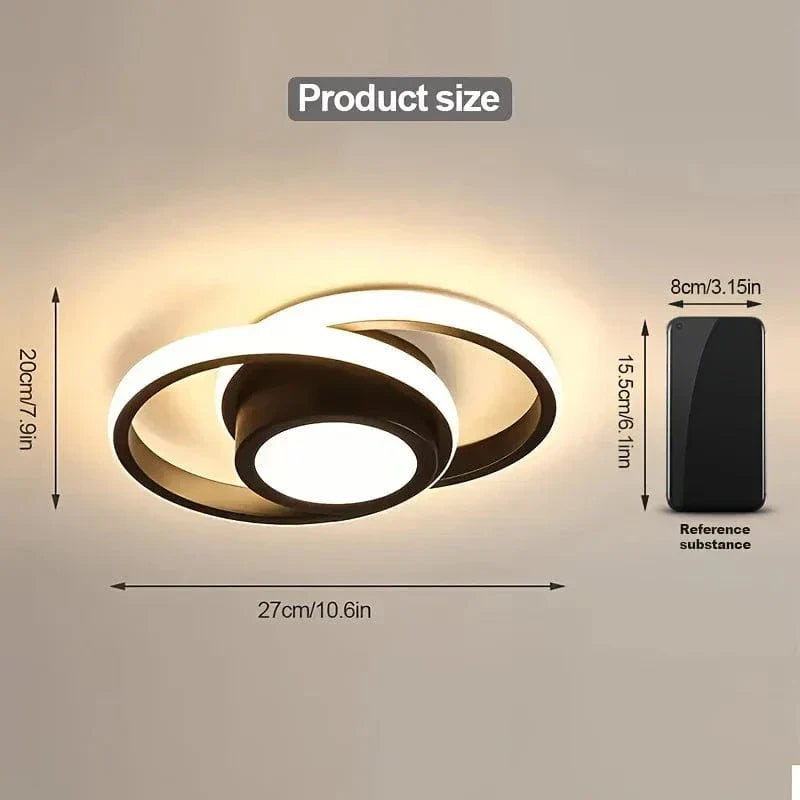 "Modern dimmable LED flush mount ceiling light, 3-colour options, sleek round design, fits low ceilings, energy-efficient"