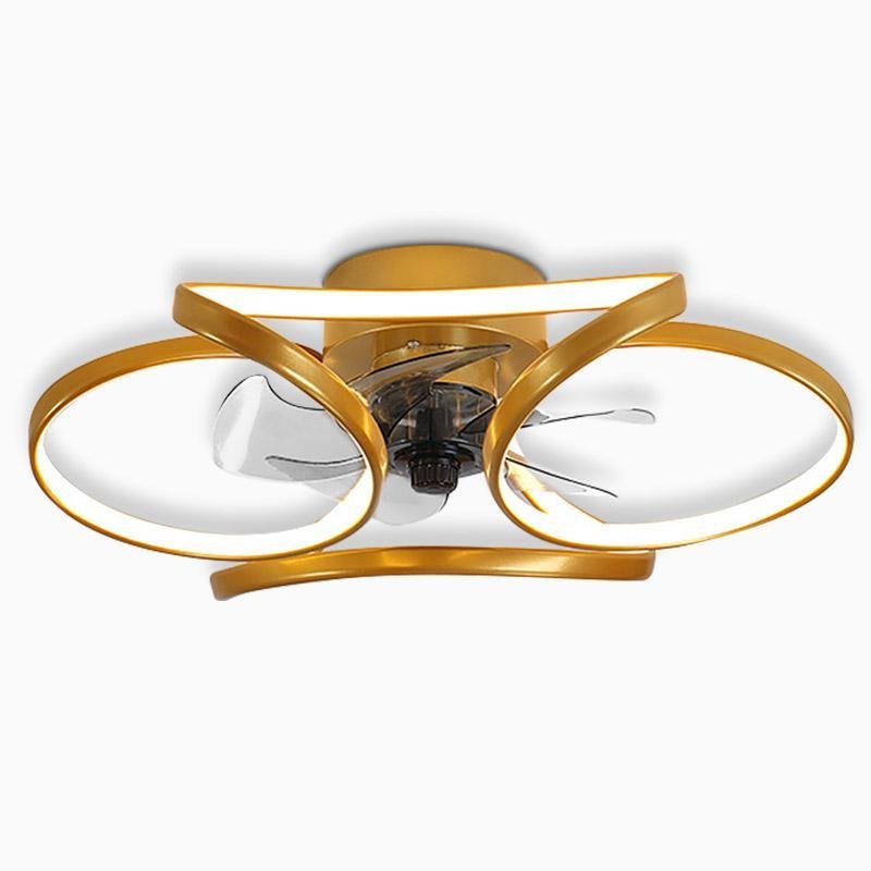 "Modern Flower LED Ceiling Fan Light with remote, featuring elegant bent blades and energy-efficient illumination."