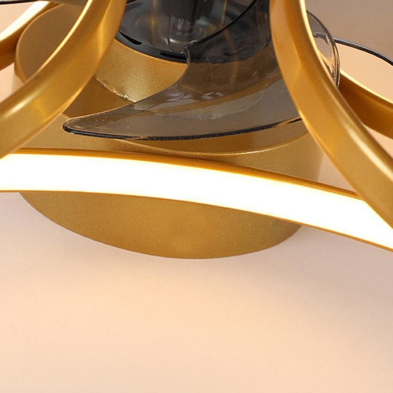 "Modern Flower LED Ceiling Fan Light with remote, featuring elegant bent blades and energy-efficient illumination."