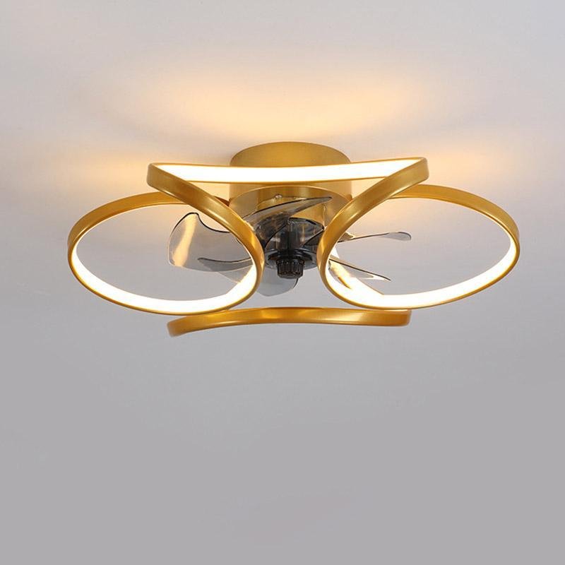 "Modern Flower LED Ceiling Fan Light with remote, featuring elegant bent blades and energy-efficient illumination."