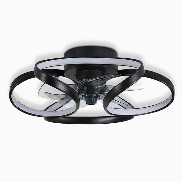 "Modern Flower LED Ceiling Fan Light with remote, featuring elegant bent blades and energy-efficient illumination."