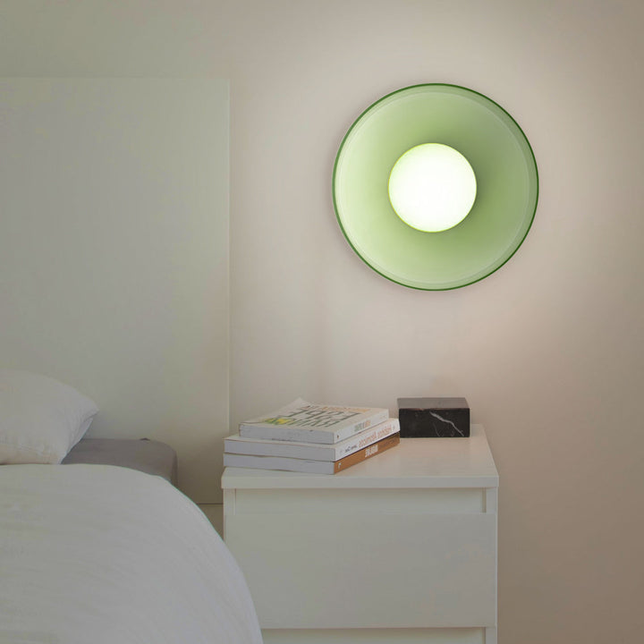 "Modern glass round ceiling light with sleek design, ideal for stylish kitchens, available in varied colors and sizes."