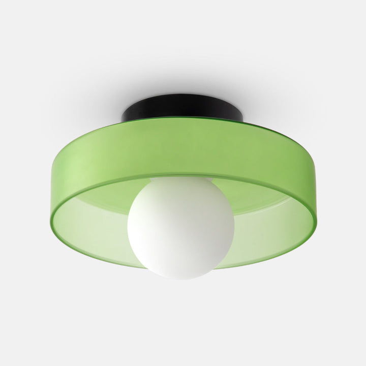 "Modern glass round ceiling light with sleek design, ideal for stylish kitchens, available in varied colors and sizes."