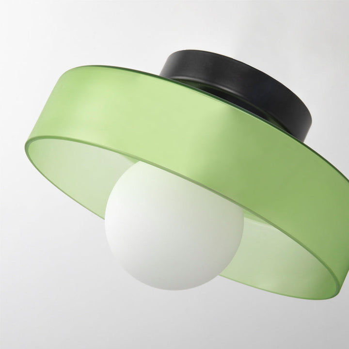"Modern glass round ceiling light with sleek design, ideal for stylish kitchens, available in varied colors and sizes."