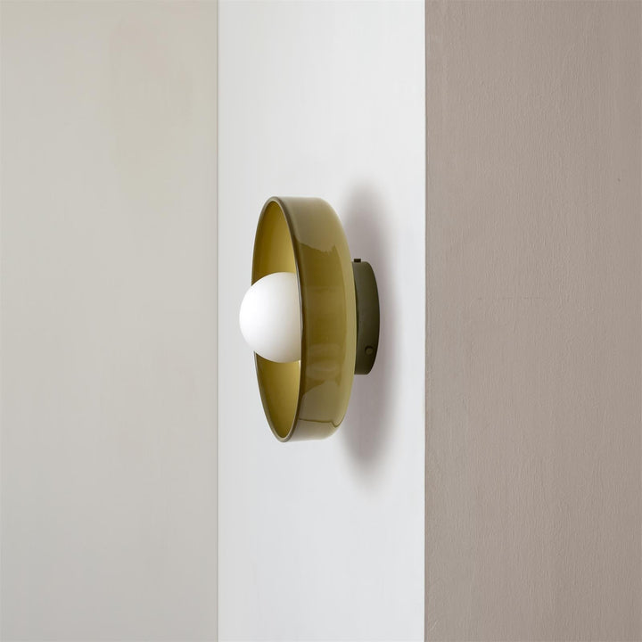 "Modern glass round ceiling light with sleek design, ideal for stylish kitchens, available in varied colors and sizes."